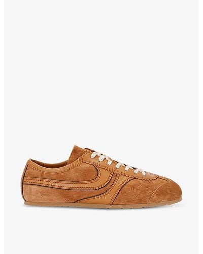 Dries Van Noten Retro Paneled Leather Low-top Sneakers - Brown