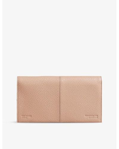 Ted Baker Logo-debossed Grained Leather Purse - Natural