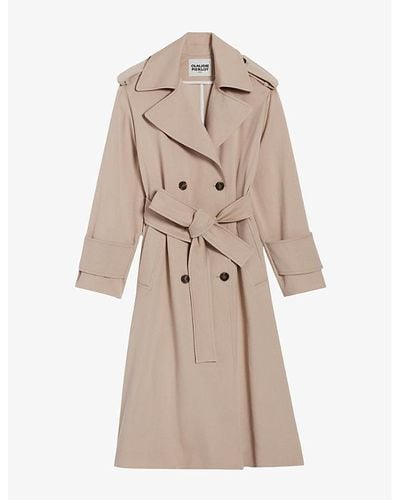 Claudie Pierlot Gwendal Double-breasted Long-line Cotton Trench Coat - Natural
