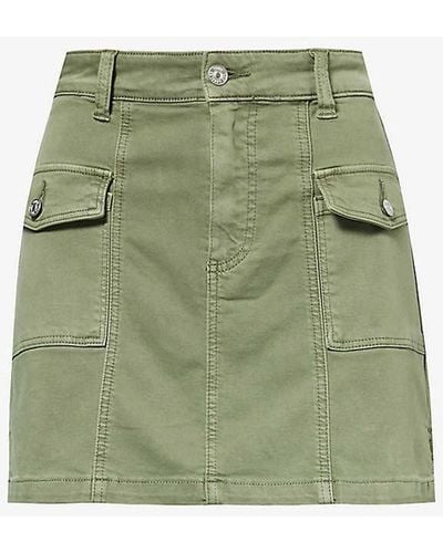 PAIGE Jessie Regular-fit Mid-rise Stretch-denim Blend Mini Skirt - Green