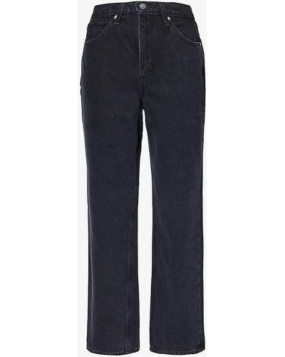 PAIGE Sarah Faded-wash Straight-leg High-rise Recycled And Organic-blend Denim Jeans - Blue