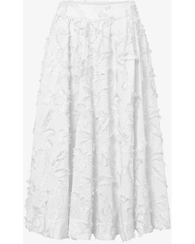 Twist & Tango Meadow A-line Organic-cotton Midi Skirt - White