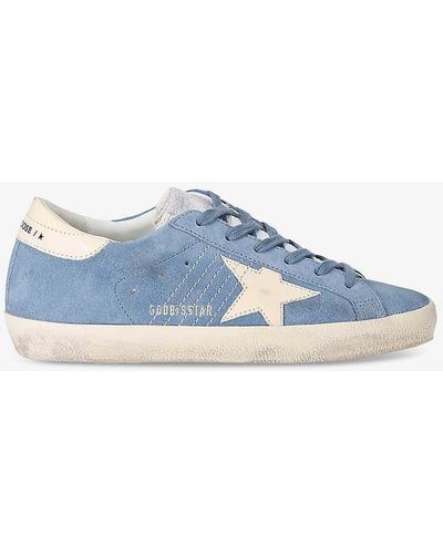 Golden Goose Superstar 5086 Star-embroidered Leather Low-top Trainers - Blue