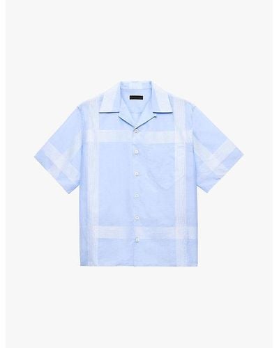 Prada Striped Short-sleeved Cotton Shirt X - Blue