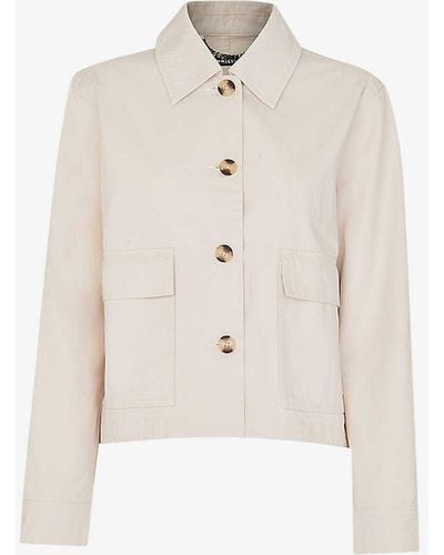 Whistles Marie Boxy-fit Button-up Cotton Jacket - White