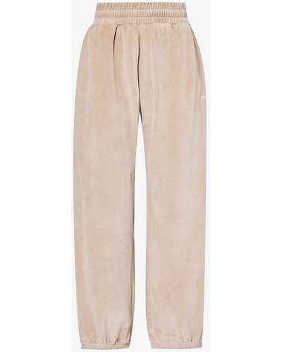Obey Karina Brand-embroidered Relaxed-fit Cotton-blend Velour jogging Botto - Natural