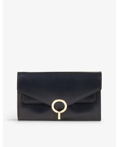 Sandro Logo-embossed Grained-leather Clutch Bag - Blue