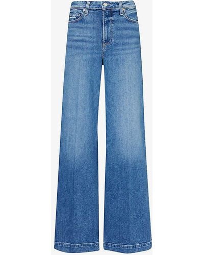 PAIGE Eco Harper Wide-leg High-rise Stretch-denim Jeans - Blue