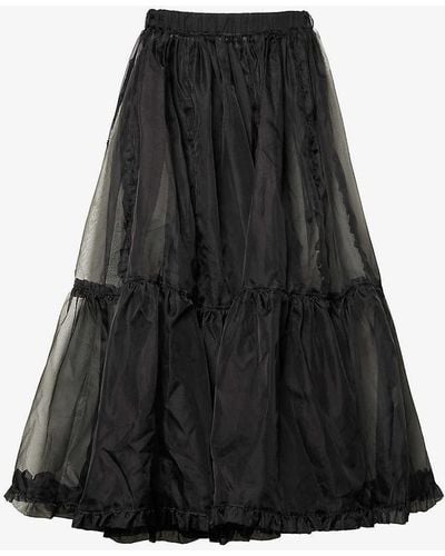 Tanner Fletcher Phyllis Semi-sheer Silk Midi Skirt - Black