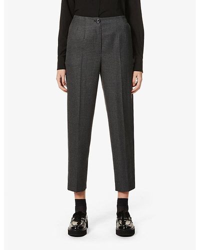 Whistles Anita Checked Tapered Mid-rise Woven Trousers - Black