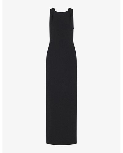 Whistles Tie-back High-neck Stretch-jersey Maxi Dress - Black