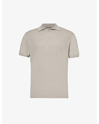 Corneliani Short-sleeved Textured Cotton Polo Shirt - Natural