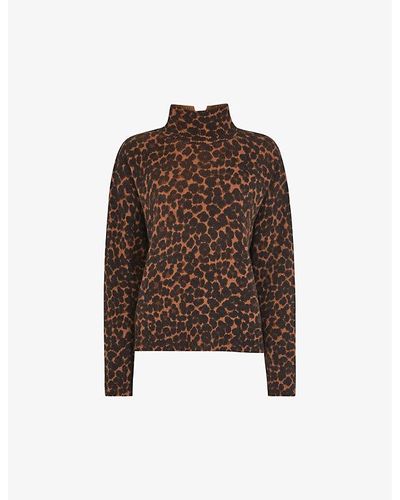 Whistles Leopard-print Wool Top - Brown