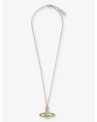 Vivienne Westwood Kika Silver-tone Brass Topaz And Peridot Pendant Necklace - White