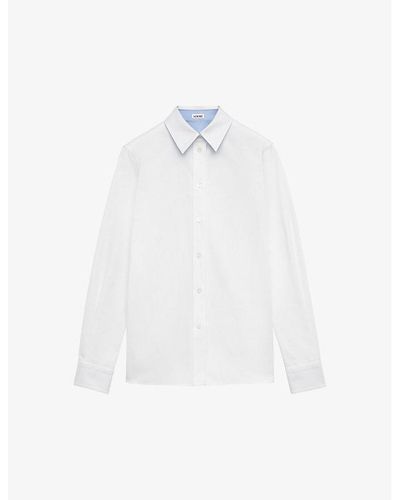 Loewe Contrast-cuffs Straight-hem Cotton Shirt - White