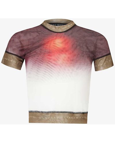 OTTOLINGER Graphic-print Semi-sheer Recycled-polyester Top - Pink