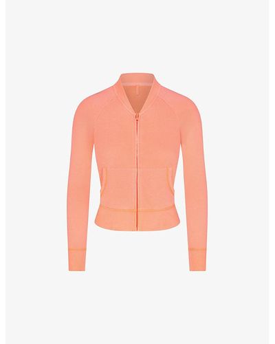 Skims Light French Terry Relaxed-fit Cotton-blend Jacket X - Pink