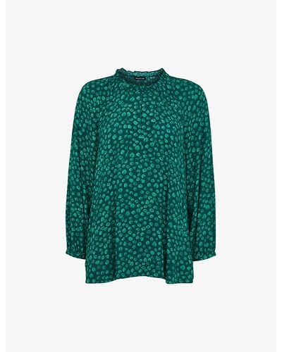 Whistles Lucy Lava Spot-print Woven Top - Green