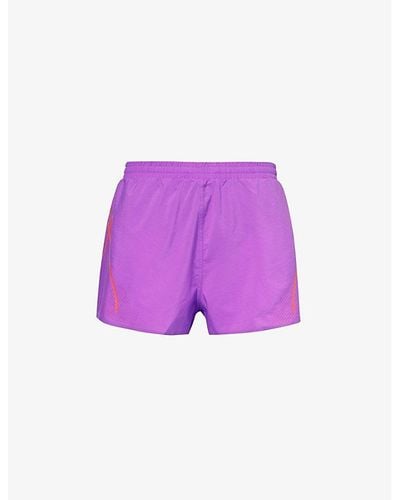 adidas By Stella McCartney Running Brand-print Recycled-polyester Short - Purple
