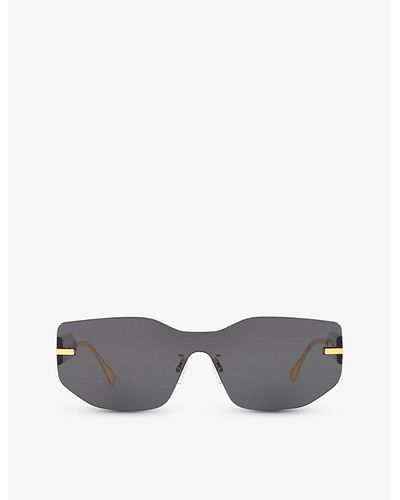 Fendi Fn000634 Fe40066u Rectangle-frame Tinted Metal Sunglasses - Gray