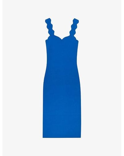 Ted Baker Sharmay Scallop-trim Knitted Midi Dress - Blue