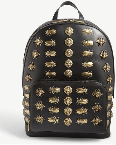 Gucci Brass Insects Leather Backpack - Black