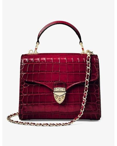 Aspinal of London Mayfair Midi Crocodile-embossed Leather Top-handle Bag - Red