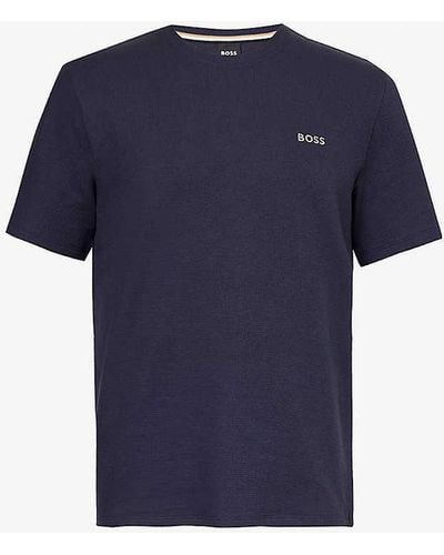 BOSS Relaxed-fit Cotton-blend Stretch-jersey T-shirt - Blue