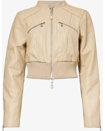PAIGE Ameena Regular-fit Cropped Leather Jacket - White