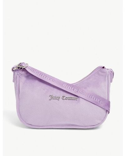 Juicy Couture Logo-plaque Velour Shoulder Bag - Purple