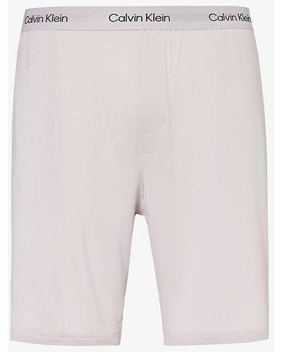 Calvin Klein Branded-waistband Straight-leg Stretch-recycled Modal Shorts - Multicolour