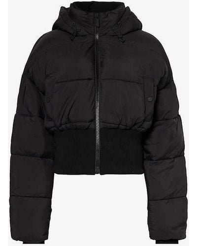 GOOD AMERICAN Cropped Padded Shell Jacket - Black