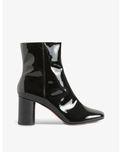 Claudie Pierlot April Block-heel Patent-leather Ankle Boots - Black