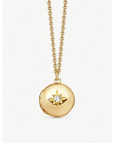 Astley Clarke Small Astley 18ct Yellow Gold-plated Vermeil Silver And White Sapphire Locket - Metallic