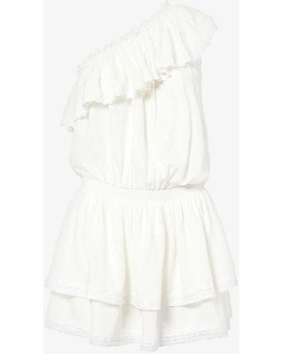 Melissa Odabash Debbie Ruffled-hem Woven Mini Dres - White