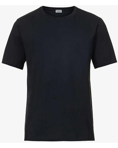 Hanro Regular-fit Short-sleeve Cotton-jersey T-shirt - Black
