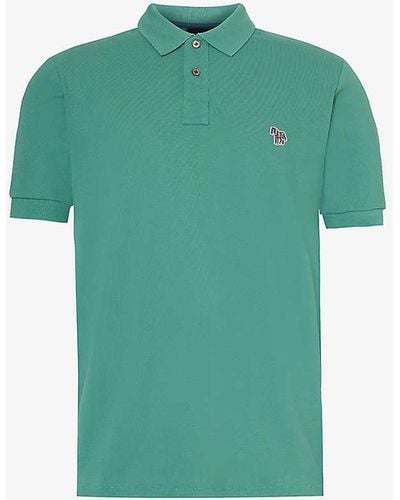 PS by Paul Smith Zebra-embroidered Regular-fit Cotton Polo Shirt - Green