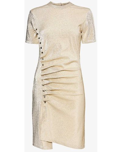Rabanne Ruched Stretch-woven Mini Dress - Natural