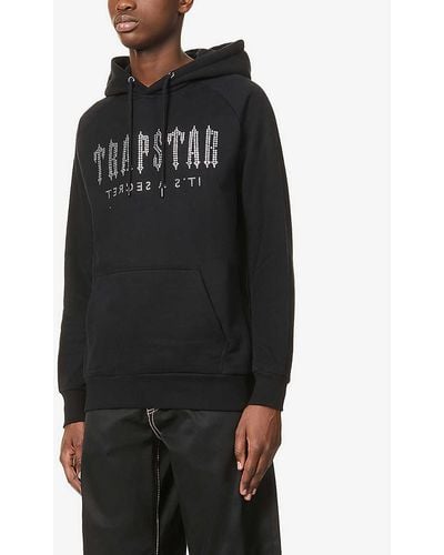 Trapstar Decoded Crystal Oversized Cotton-blend Jersey Hoody - Black