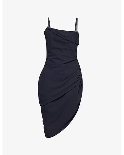 Jacquemus Saudade Open-back Asymmetric Woven Mini Dress - Blue