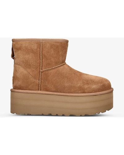 UGG ® Classic Mini Platform Suede Classic Boots - Brown