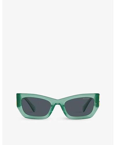 Miu Miu Mu 09ws Rectangle-frame Acetate Sunglasses - Green
