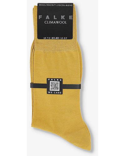 FALKE Climawool Branded-sole Cotton-blend Socks - Yellow