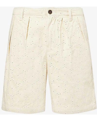 Honor The Gift Legacy Floral-embellished Cotton-twill Shorts X - White