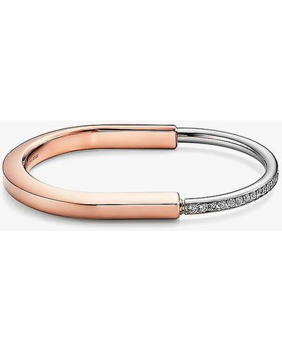 Tiffany & Co. Lock 18ct Rose And White-gold And 1.08ct Diamond Bangle Bracelet Xx