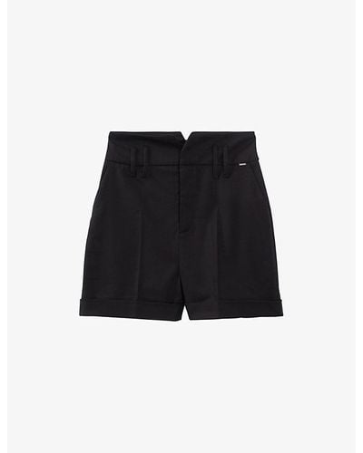 IKKS Belted High-waisted Stretch-woven Shorts - Black