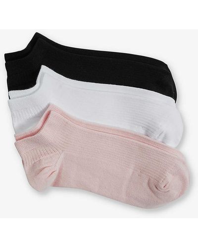 Reiss Callie Pack-of-three Stretch-cotton Trainer Socks - Black