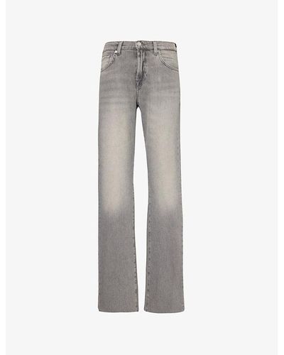 7 For All Mankind Tess Straight-leg Mid-rise Stretch-denim Jeans - Gray