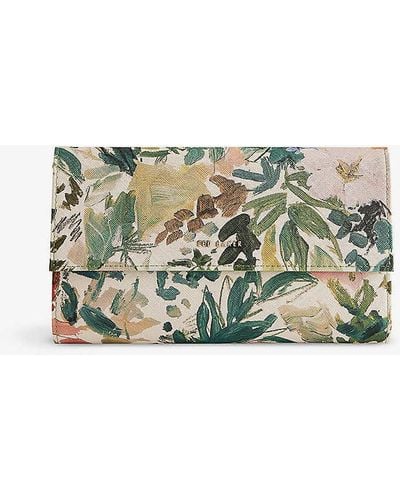 Ted Baker Lettaas Floral-print Faux-leather Travel Wallet - Natural