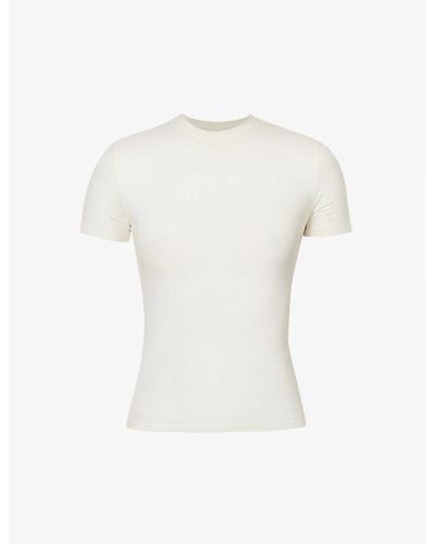 ADANOLA Round-neck Slim-fit Stretch-cotton T-shirt - White